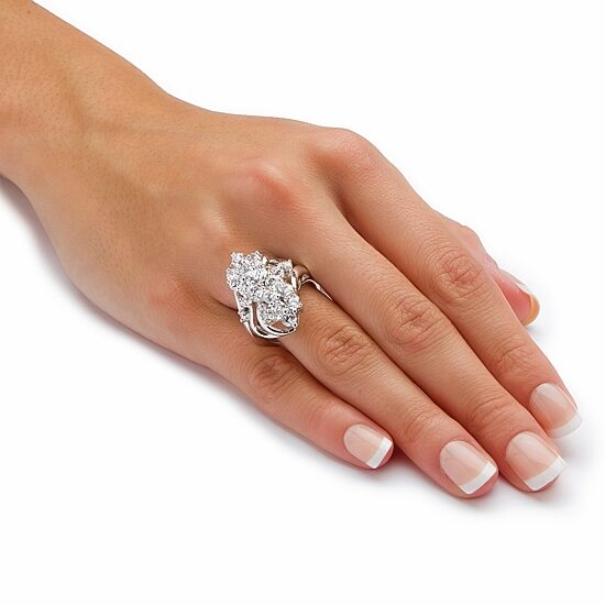 Womens 3 1/2 CT. T.W Cubic Zirconia Platinum Over Silver Cocktail Ring