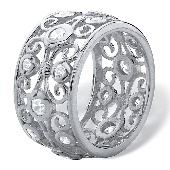 DiamonArt® Womens 1 CT. T.W. White Cubic Zirconia Sterling Silver Cocktail Ring