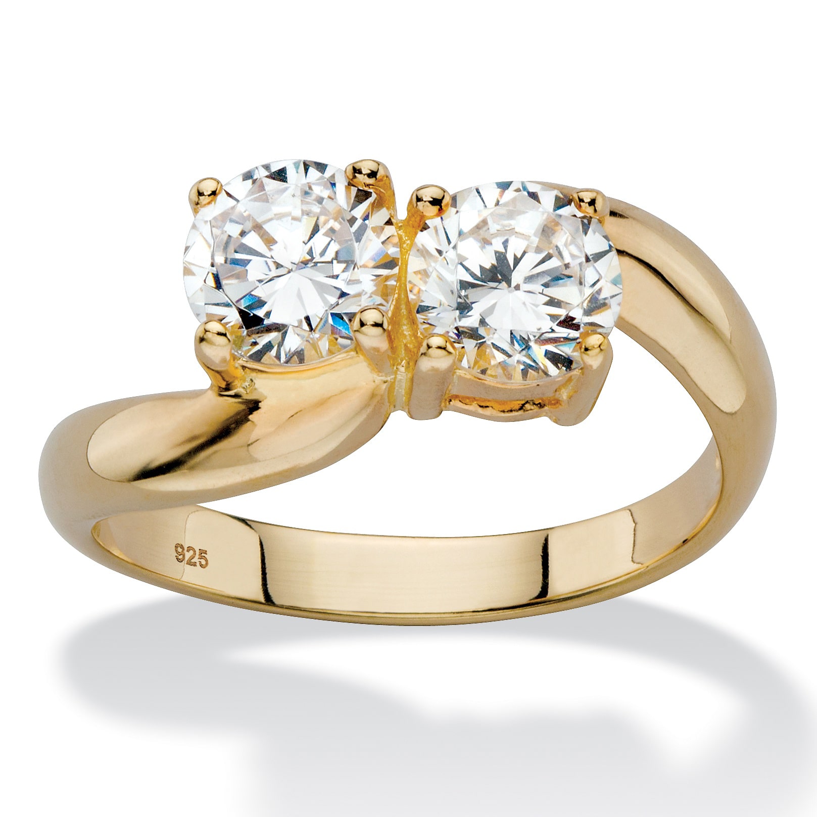 DiamonArt® Womens 2 CT. T.W. White Cubic Zirconia 14K Gold Over Silver Cocktail Ring
