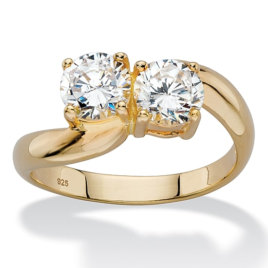 DiamonArt® Womens 2 CT. T.W. White Cubic Zirconia 14K Gold Over Silver Cocktail Ring
