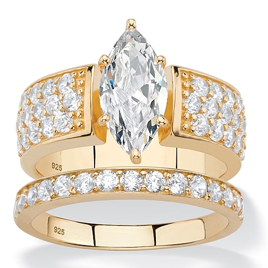 DiamonArt® Womens 3 CT. T.W. White Cubic Zirconia 14K Gold Over Silver Bridal Set