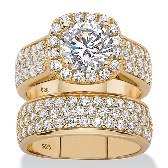 DiamonArt® Womens 4 1/2 CT. T.W. White Cubic Zirconia 14K Gold Over Silver Bridal Set
