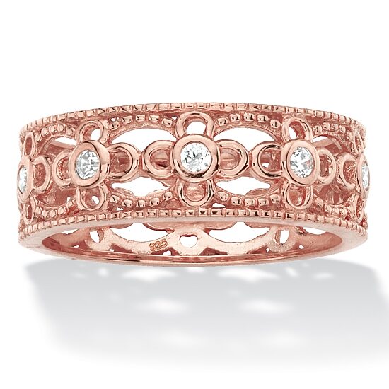 DiamonArt® 6.5MM 1/4 CT. T.W. White Cubic Zirconia 14K Rose Gold Over Silver Band
