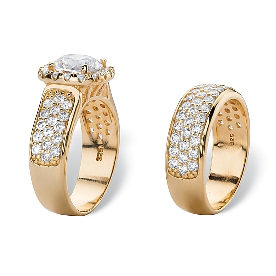 DiamonArt® Womens 4 1/2 CT. T.W. White Cubic Zirconia 14K Gold Over Silver Bridal Set