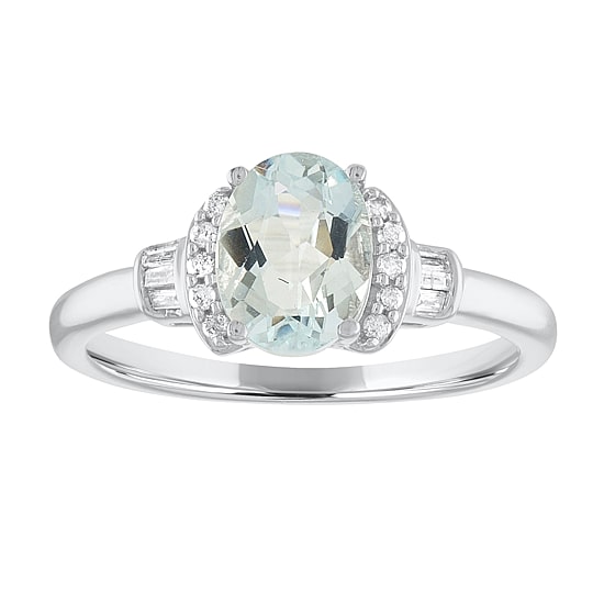 Womens 1/10 CT. T.W. Genuine Blue Aquamarine 10K Gold Cocktail Ring