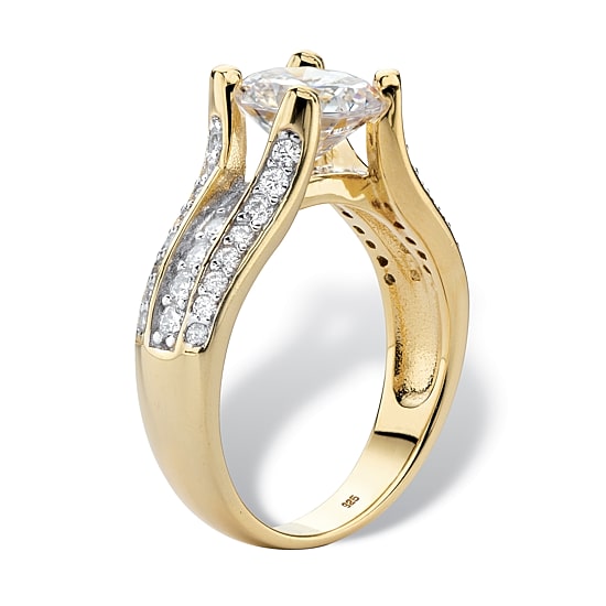 DiamonArt® Womens 2 3/4 CT. T.W. White Cubic Zirconia 14K Gold Over Silver Engagement Ring