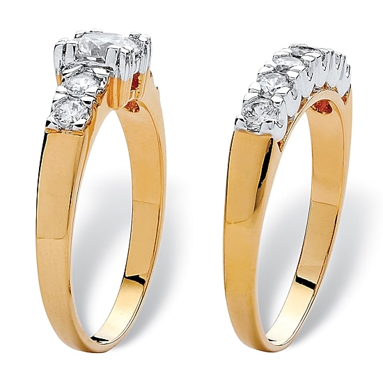 Womens 2 1/5 CT. T.W. Cubic Zirconia 18K Gold Over Brass Bridal Set