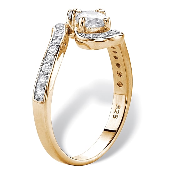 DiamonArt® Womens 1 3/8 CT. T.W. White Cubic Zirconia 14K Gold Over Silver Cocktail Ring