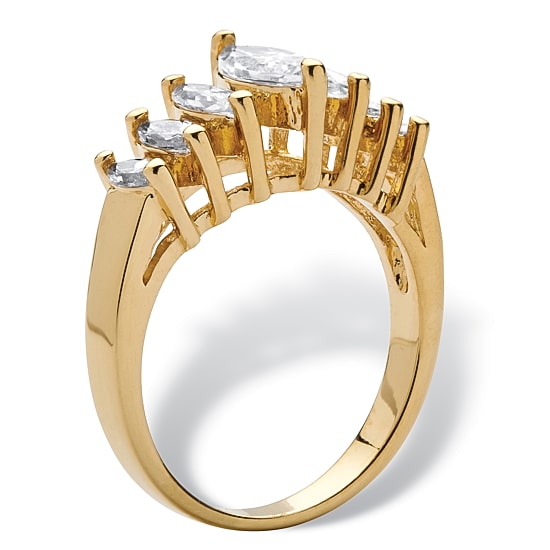 Womens 1 1/2 CT. T.W. Cubic Zirconia 18K Gold Over Brass Engagement Ring