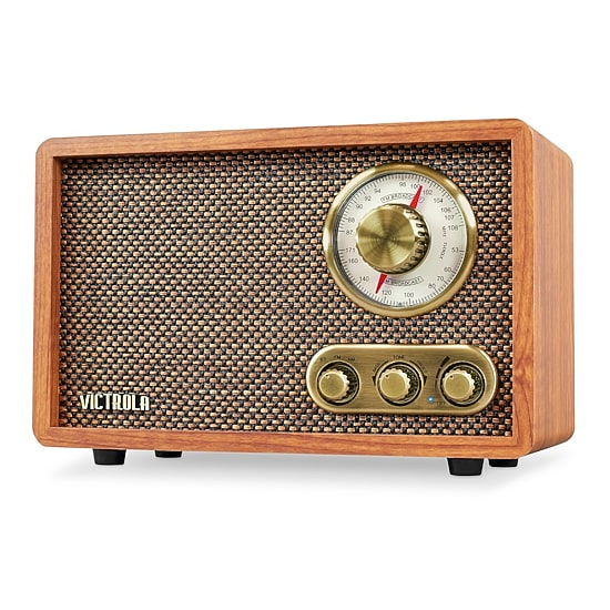 Victrola VRS-2800 Retro Wood Bluetooth AM/FM Radio with Rotary Dial