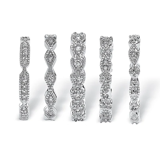 Womens 15MM 1 1/2 CT. T.W. Cubic Zirconia Pure Silver Over Brass Band