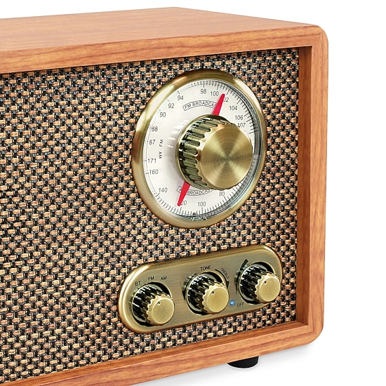 Victrola VRS-2800 Retro Wood Bluetooth AM/FM Radio with Rotary Dial