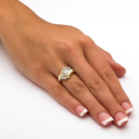 Womens 1 1/10 CT. T.W.  Cubic Zirconia 14K Gold Over Brass Engagement Ring