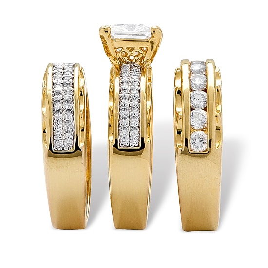 Womens 3 CT. T.W. Cubic Zirconia 14K Gold Over Brass Bridal Set