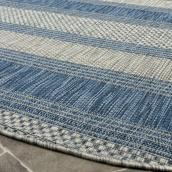 Safavieh Courtyard Collection Jessy Stripe Indoor/Outdoor Round Area Rug
