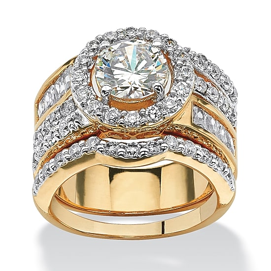 Womens 5 1/4 CT. T.W. Cubic Zirconia 18K Gold Over Brass Bridal Set