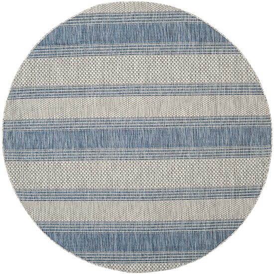 Safavieh Courtyard Collection Jessy Stripe Indoor/Outdoor Round Area Rug