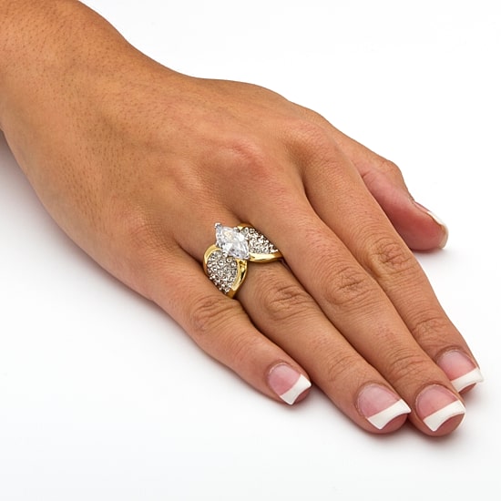Womens 2 1/2 CT. T.W. Cubic Zirconia 14K Gold Over Brass Cocktail Ring