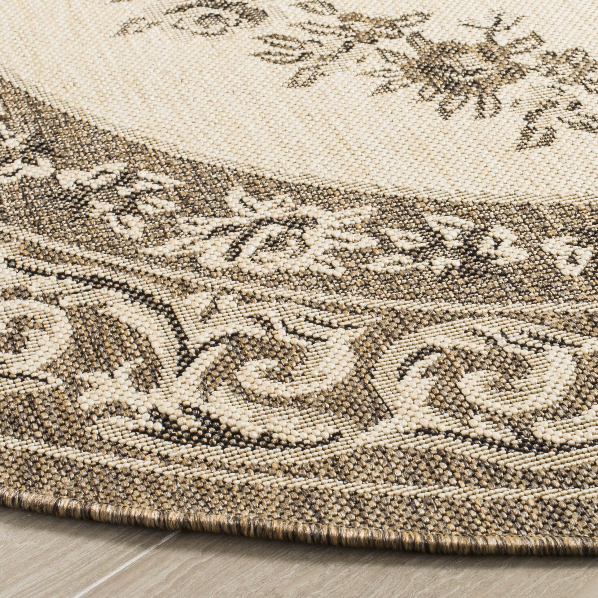 Safavieh Courtyard Collection Dorothea Oriental Indoor/Outdoor Round Area Rug