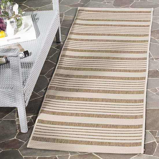 Safavieh Courtyard Collection Santos Stripe Indoor/Outdoor Runner Rug
