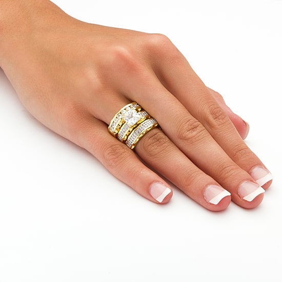 Womens 3 CT. T.W. Cubic Zirconia 14K Gold Over Brass Bridal Set