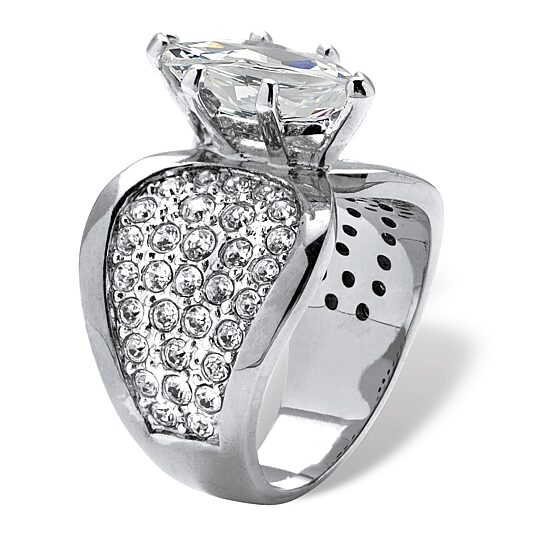 Womens 2 1/2 CT. T.W. Cubic Zirconia Platinum Over Silver Engagement Ring