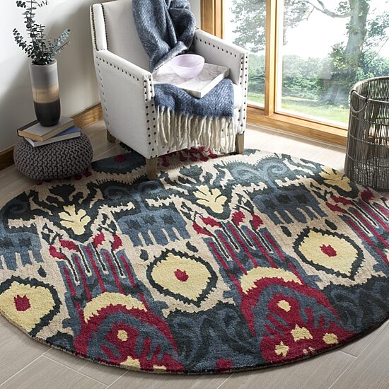 Safavieh Ikat Collection Eirann Geometric Round Area Rug
