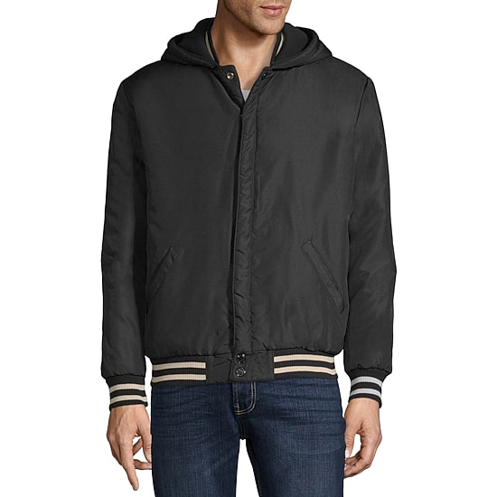 Vintage Leather Mens Faux Leather Reversible Lightweight Varsity Jacket