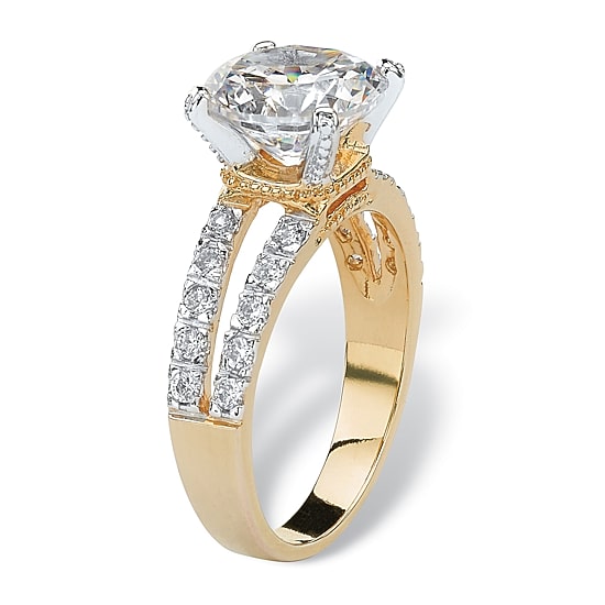 Womens 4 1/2 CT. T.W. Cubic Zirconia 14K Gold Over Brass Engagement Ring