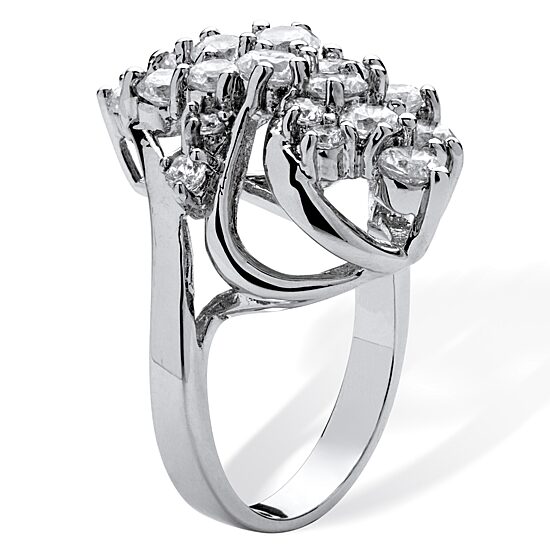 Womens 3 1/2 CT. T.W Cubic Zirconia Platinum Over Silver Cocktail Ring