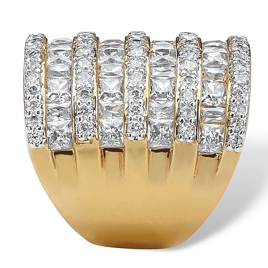 Womens Cubic Zirconia 14K Gold Over Brass Cocktail Ring