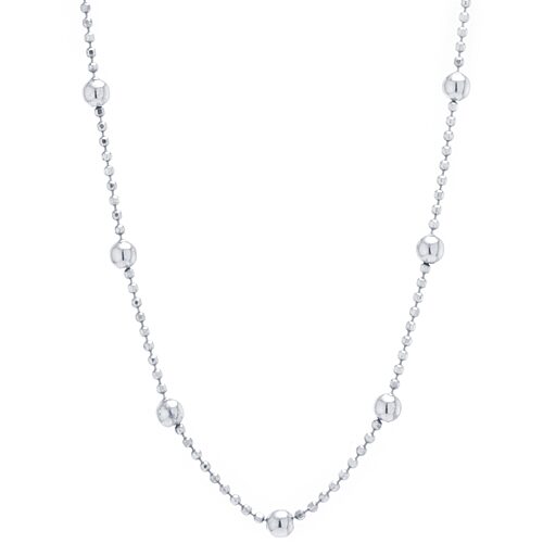 Silver Treasures Station Chain Bead Choker Womens Sterling Silver 12 Inch Choker Necklace, One Size