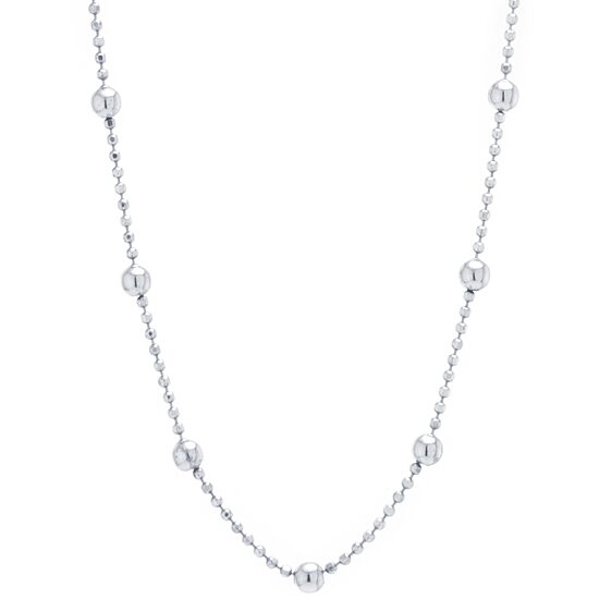 Silver Treasures Station Chain Bead Choker Womens Sterling Silver 12 Inch Choker Necklace