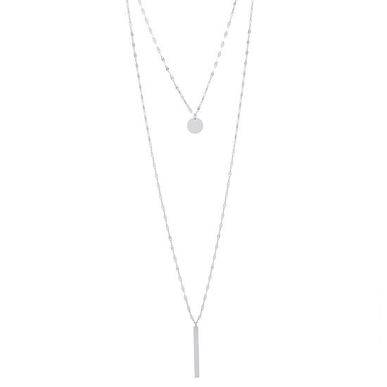Silver Treasures Bar And Disc 2-Layer Womens Pure Silver Over Brass 36 Inch Strand Necklace