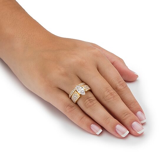 DiamonArt® Womens 3 CT. T.W. White Cubic Zirconia 14K Gold Over Silver Bridal Set