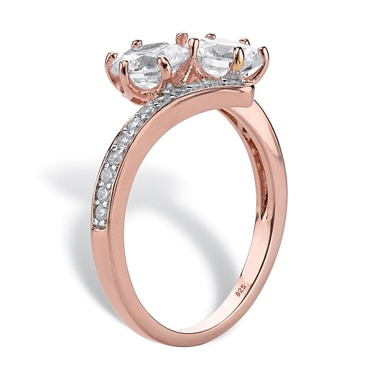 DiamonArt® Womens 2 1/5 CT. T.W. White Cubic Zirconia 18K Rose Gold Over Silver Cocktail Ring