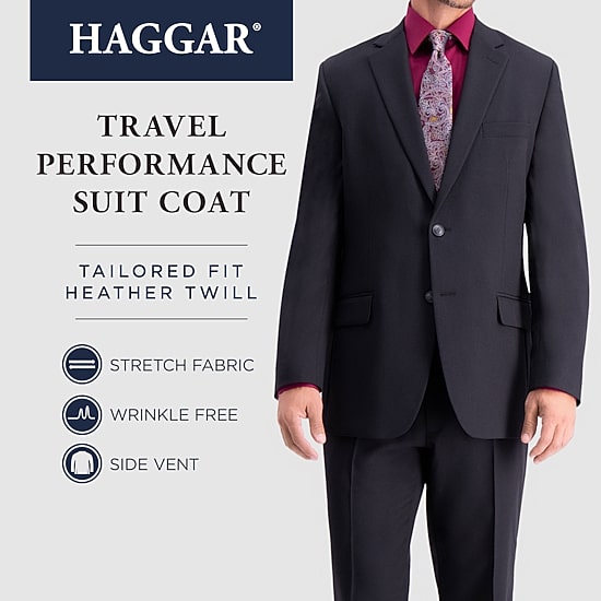 Haggar Travel Performance Tailored Mens Stretch Fabric Modern Fit Suit Jacket