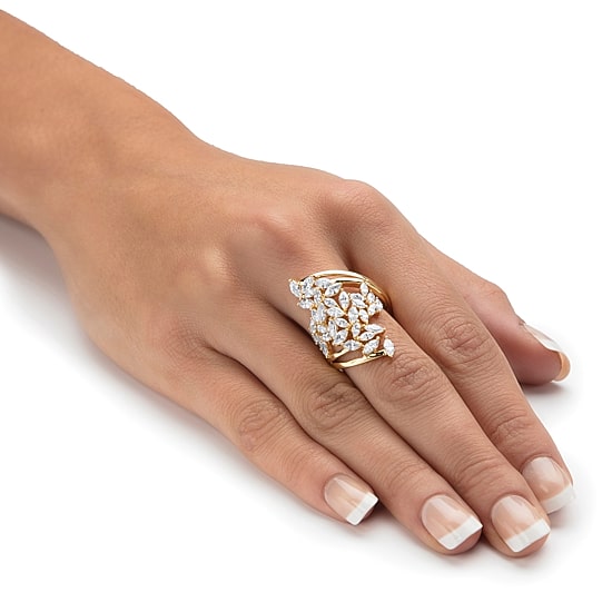DiamonArt® Womens 4 1/4 CT. T.W. White Cubic Zirconia 14K Gold Over Silver Cocktail Ring