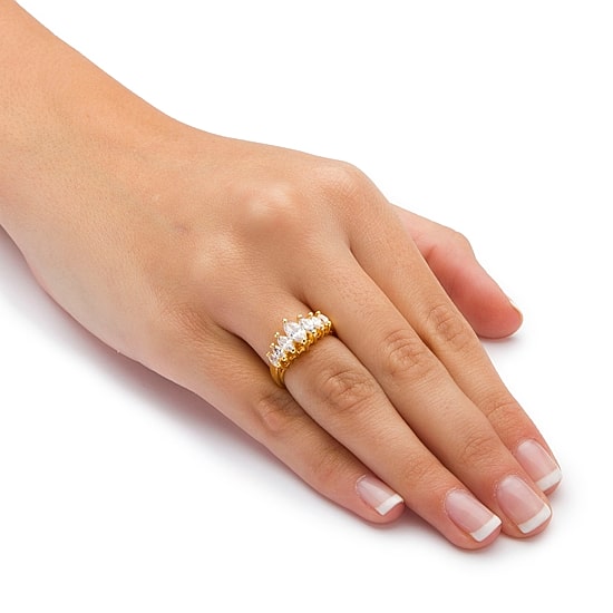Womens 1 1/2 CT. T.W. Cubic Zirconia 18K Gold Over Brass Engagement Ring