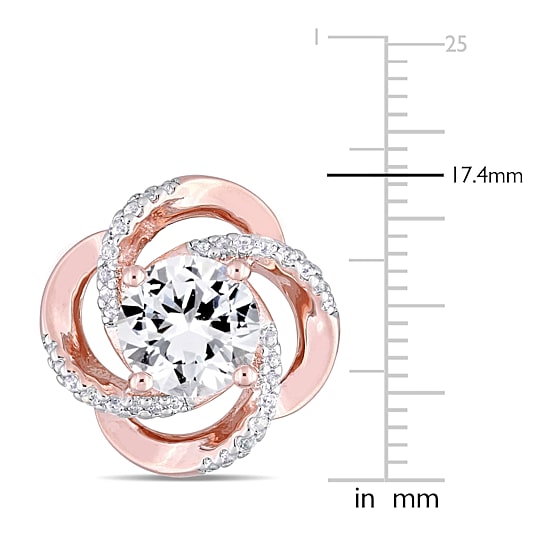 Genuine White Topaz 18K Rose Gold Over Silver 17.4mm Stud Earrings