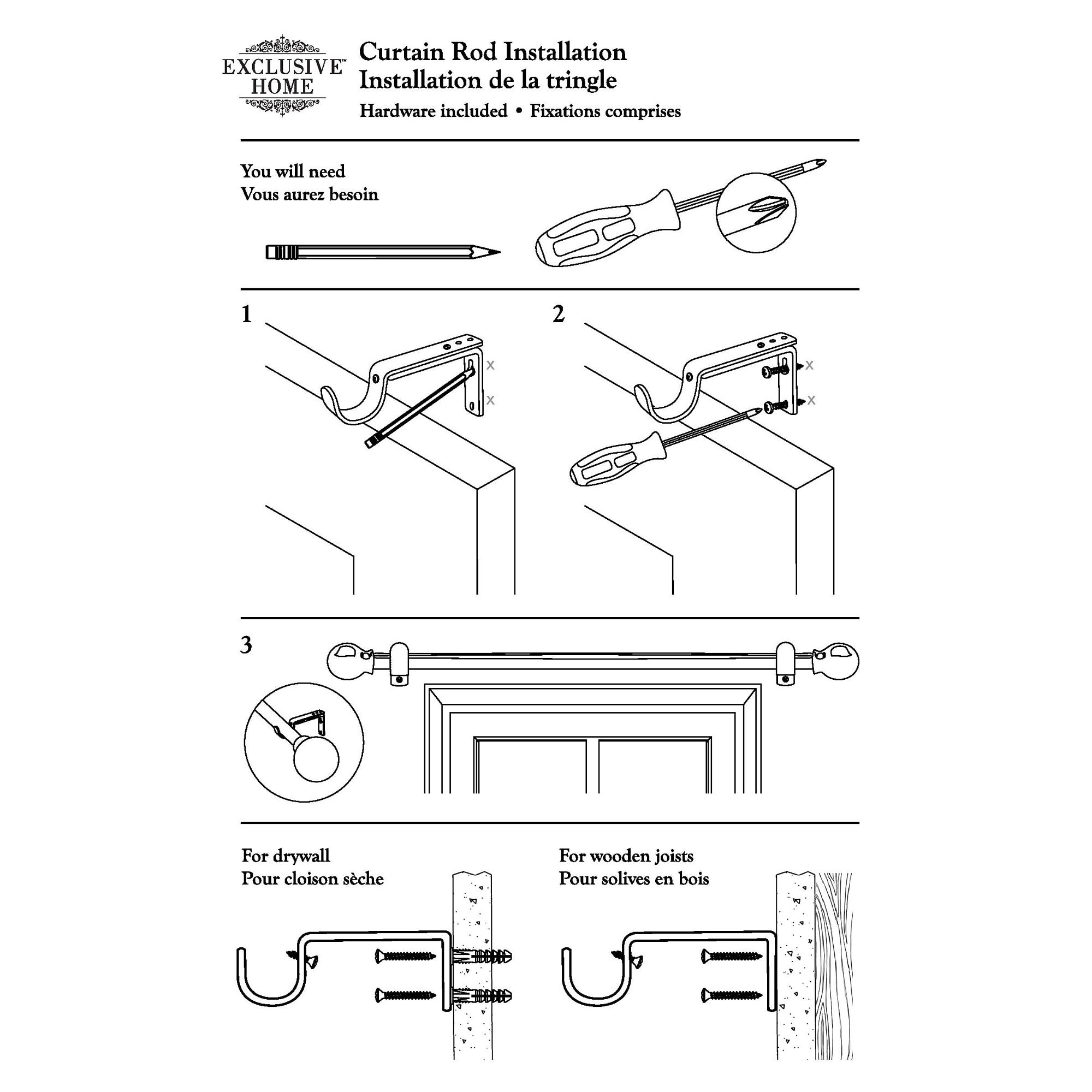 Exclusive Home Curtains Napoleon 1 Adjustable Curtain Rod