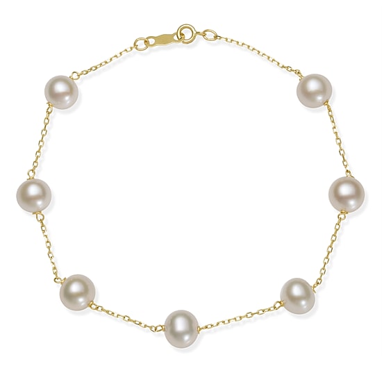 Womens 10K Gold 7.5 Inch Cable Chain Bracelet