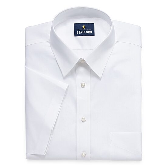 Stafford Mens Short Sleeve Travel Easy-Care Broadcloth Stretch Big and Tall Dress Shirt