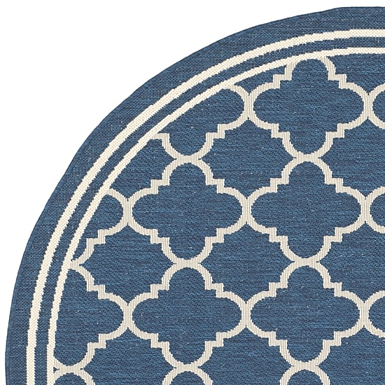 Safavieh Courtyard Collection Crispian Geometric Indoor/Outdoor Round Area Rug