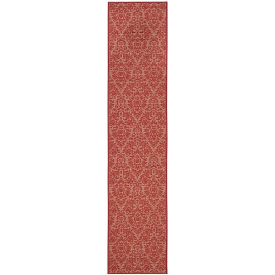 Safavieh Courtyard Collection Louise Damask Indoor/Outdoor Runner Rug