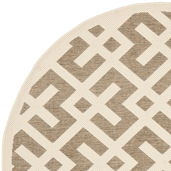 Safavieh Courtyard Collection Darrin Geometric Indoor/Outdoor Round Area Rug