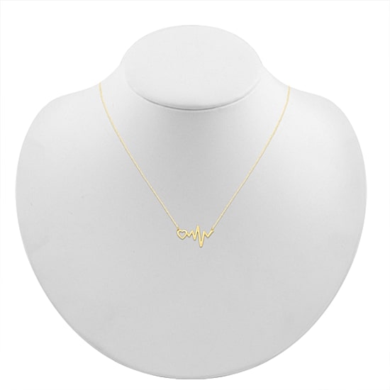 Womens 10K Gold Heart 18 Inch Pendant Necklace