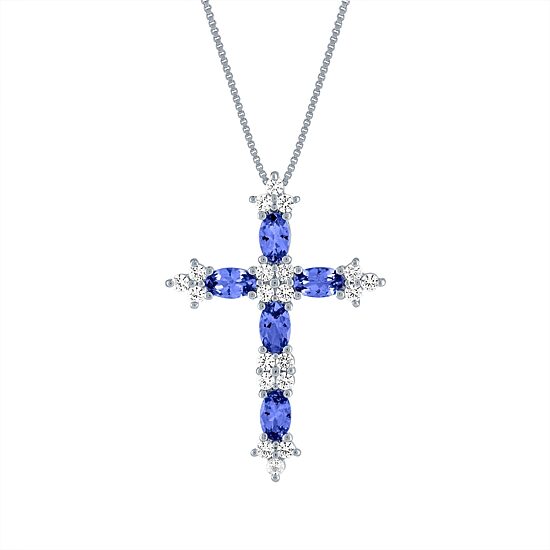 Womens Genuine Purple Tanzanite Sterling Silver 18 Inch Pendant Necklace