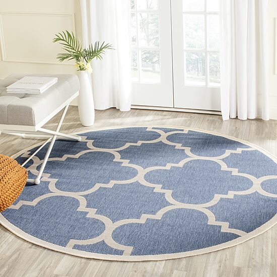 Safavieh Courtyard Collection Gina Geometric Indoor/Outdoor Round Area Rug