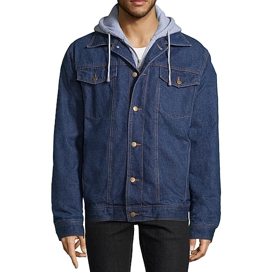 Victory Fleece Lined Mens Denim Hooded Midweight Jacket